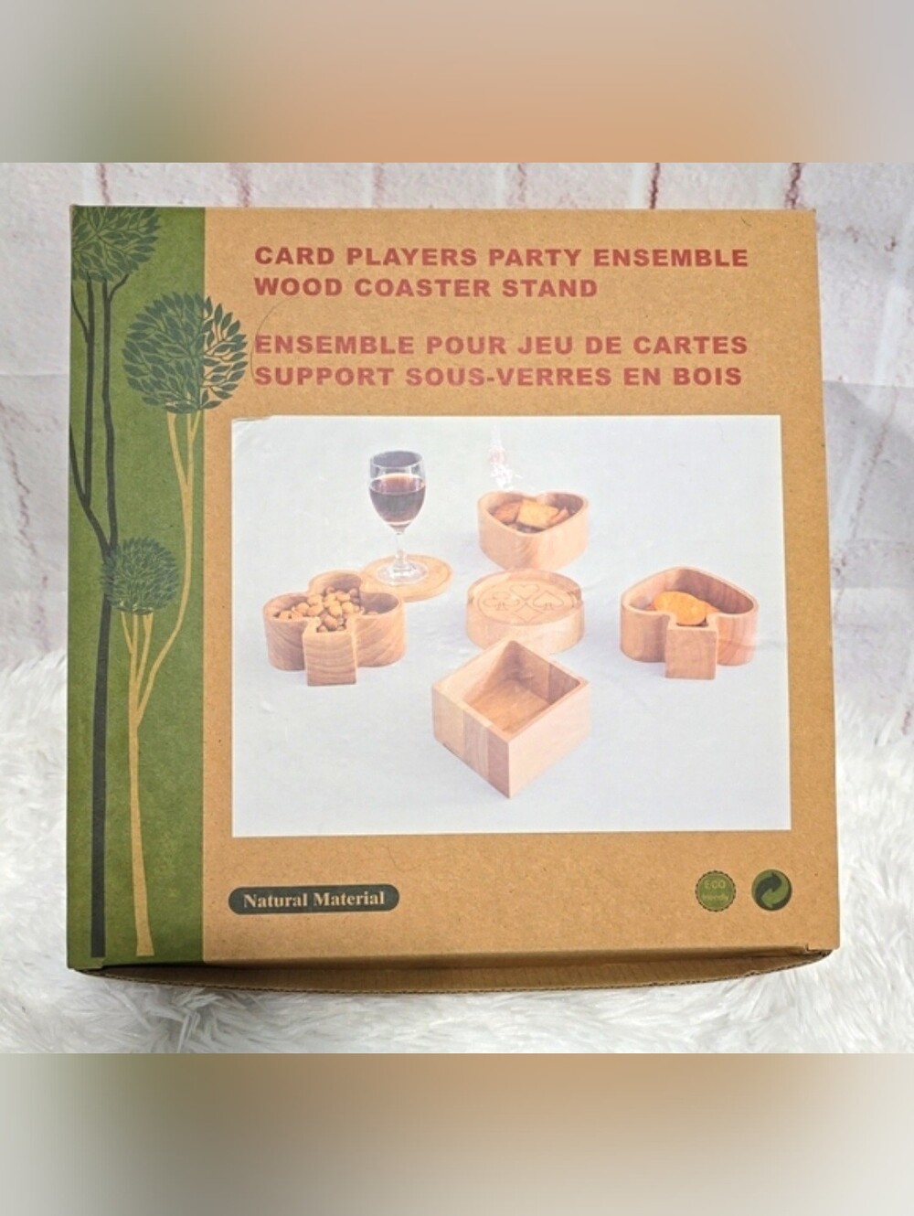 Petersons Housewares Card Players Party Ensemble  Wood Coaster Stand & Snack Set